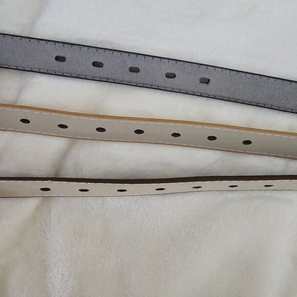 LOT of 3 NEW Women's XL Skinny Belts Black Gold Brown Faux Leather Buckle Set - Picture 7 of 8